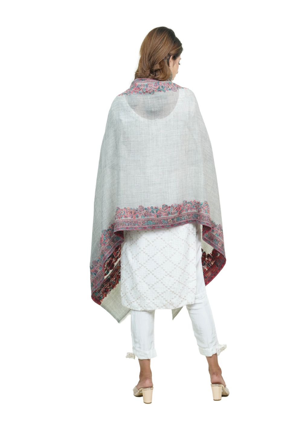 EXTRA SOFT MERINO WOOL KANI STOLE WITH ELEGANT BORDER