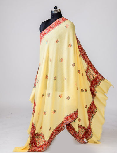 WOOL KANI SHAWL WITH BORDER BOOTI DESIGN IN MELANGE STYLE