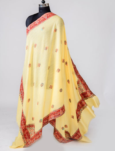 WOOL KANI SHAWL WITH BORDER BOOTI DESIGN IN MELANGE STYLE