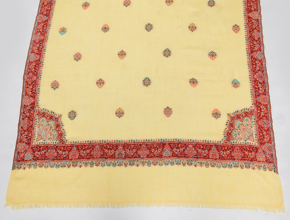 WOOL KANI SHAWL WITH BORDER BOOTI DESIGN IN MELANGE STYLE