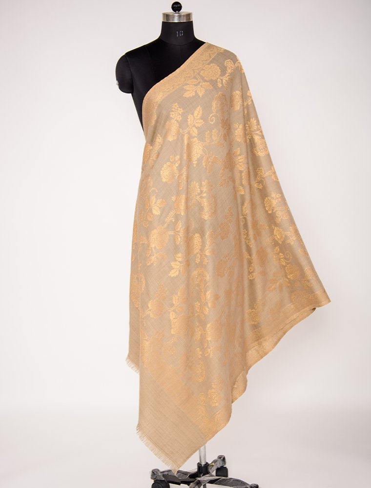 SUPER SOFT MERINO WOOL KANI SHAWL BLENDED WITH ZARI