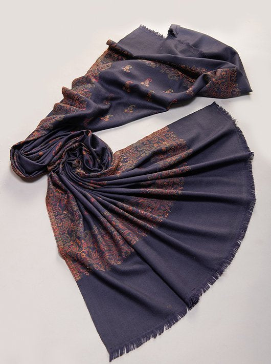 WOVEN JACQUARD SHAWL IN MERINO WOOL