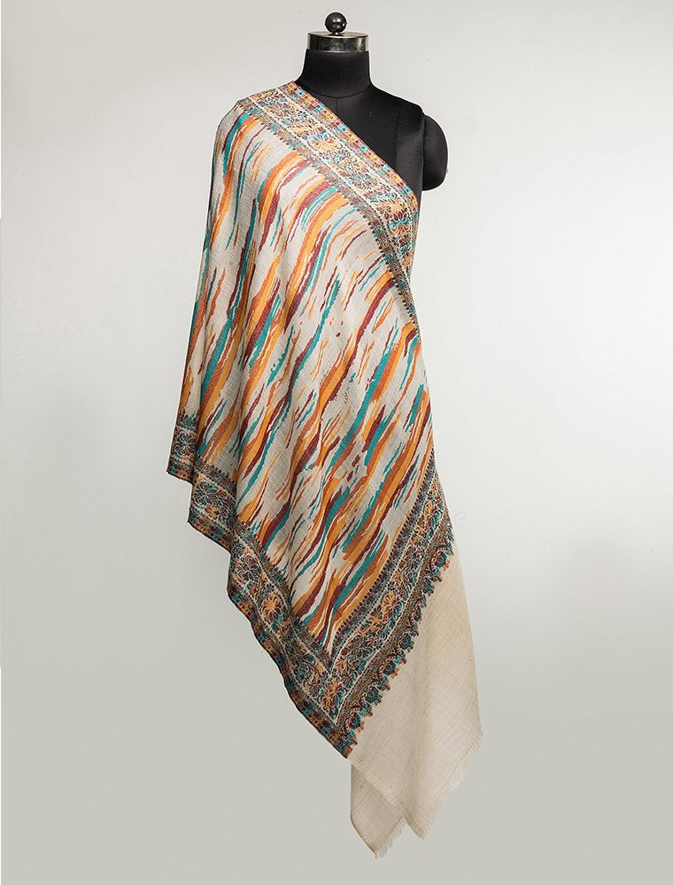 PATTERN WOVEN STOLE WITH SUPER SOFT MERINO WOOL