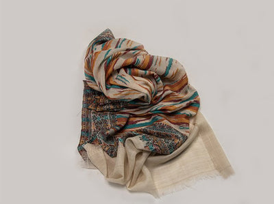 PATTERN WOVEN STOLE WITH SUPER SOFT MERINO WOOL