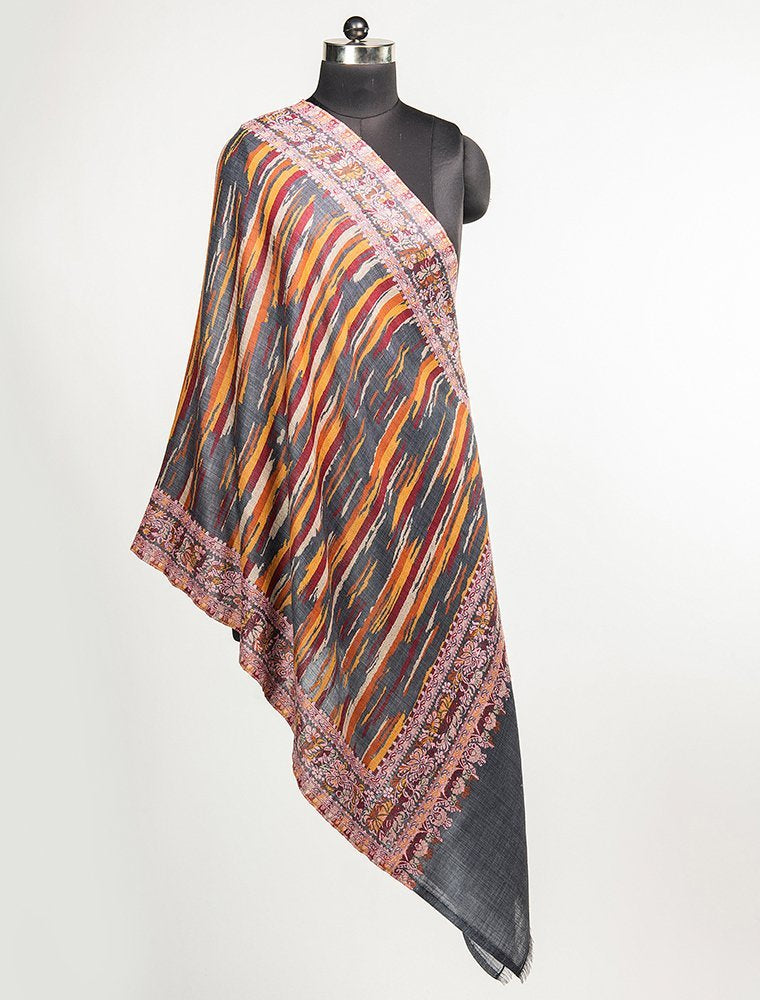 PATTERN WOVEN STOLE WITH SUPER SOFT MERINO WOOL