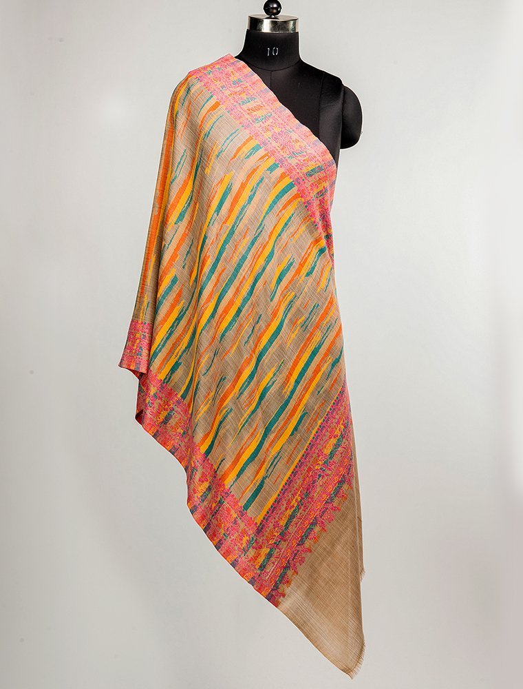 PATTERN WOVEN STOLE WITH SUPER SOFT MERINO WOOL