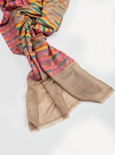 PATTERN WOVEN STOLE WITH SUPER SOFT MERINO WOOL