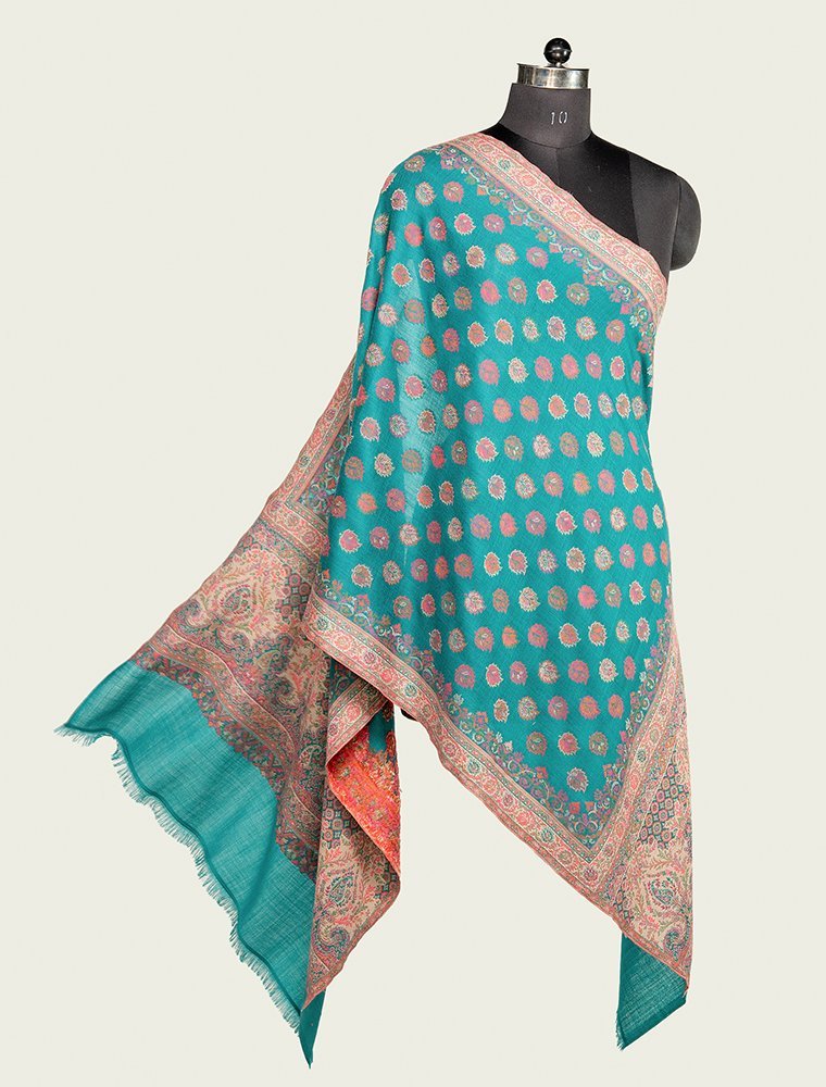 KANI BOOTI JAAL MERINO WOOL STOLE IN MELANGE STYLE