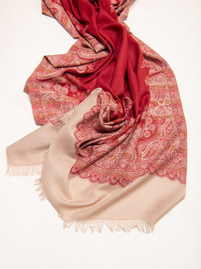 CONTRAST PALLA JAMAWAR SHAWL IN MERINO WOOL