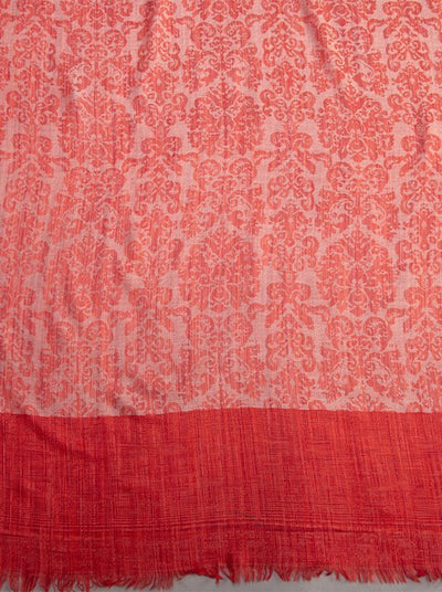 RED IKAT PATTERN SHAWL WOVEN IN EXTRA FINE MERINO WOOL