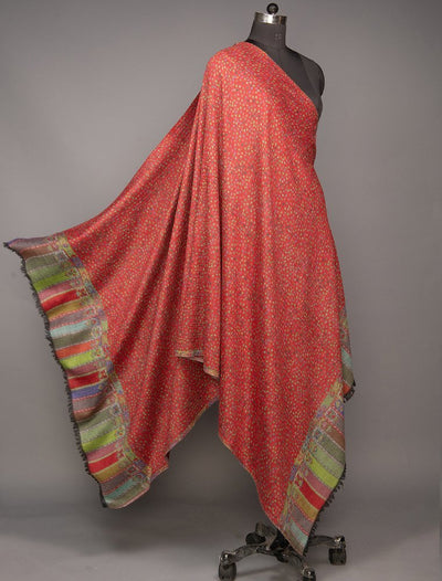 RED DIGITAL PRINT MERINO WOOL SHAWL WITH REVERSIBLE EFFECT