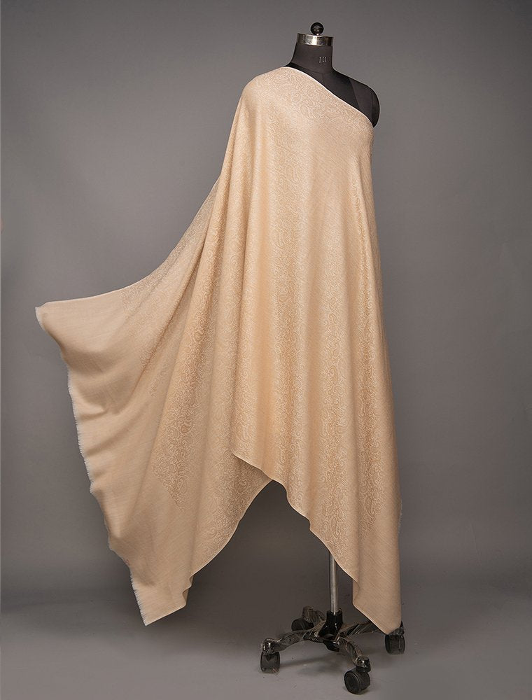 MERINO WOOL SELF JACQUARD SHAWL