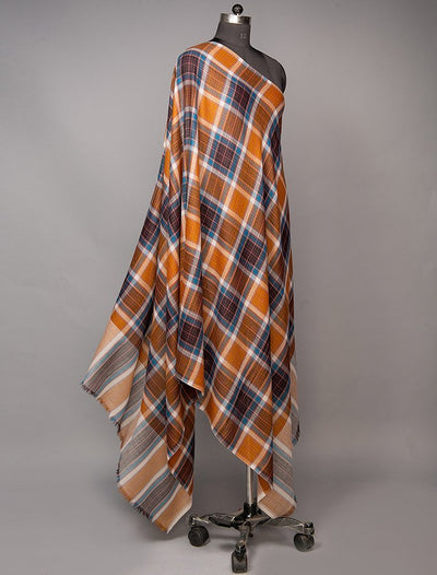 MULTICOLOURED REVERSIBLE CHECK SHAWL IN ULTRA SOFT MERINO WOOL