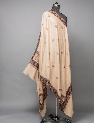 WOOL KANI SHAWL WITH BORDER BOOTI DESIGN IN MELANGE STYLE